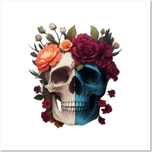 Floral skull Posters and Art